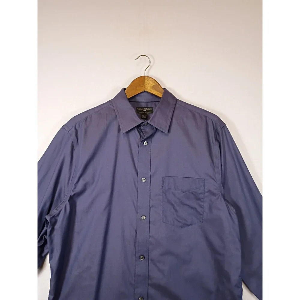 Professional Banana Republic Mens Large Purple Non Iron Classic Fit Dress Shirt